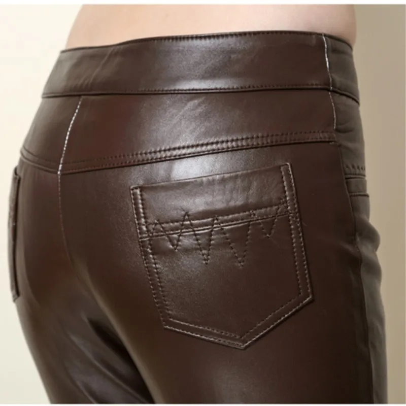 2019 Female Genuine Leather Pants Ladies' Skinny Pants Sheepskin Pencil Pants 2019 Female Genuine Leather Pants Ladies' Skinny Pants Sheepskin Pencil Pants