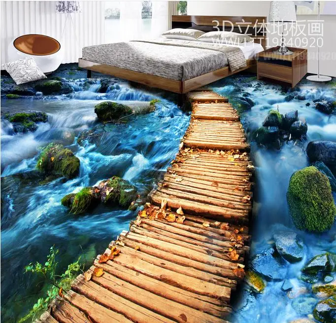 3d floor wallpapers custom pvc vinyl flooring Stone path 3d landscape