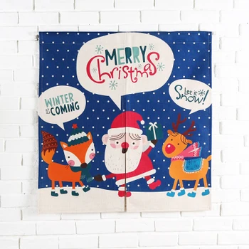 

Taiwan Japan style Chinese Merry Christmas door curtain wall hanging living room kitchen home decoration bar Santa Claus elk