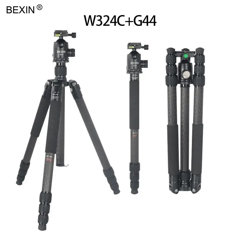 

BEXIN W324C+G44 professional flexible carbon fiber traveling tripod with ball head chang Monopod for DSLR Camera