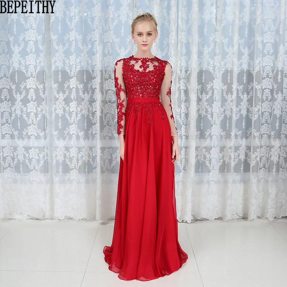 BEPEITHY vestido de festa Vestidos Longo длинное красное вечернее платье Формальные платья Бисероплетение на заказ платье для выпускного вечера новое поступление