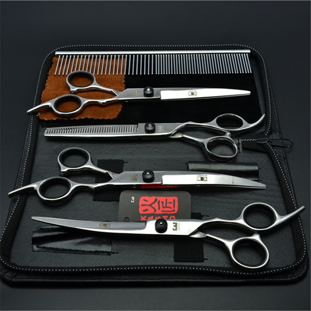 

Suit 6" Kasho JP Dogs Hair Shears Grooming Scissors Straight Scissors Thinning Shears Up&Down Curved Shears Comb Pets Shears Kit