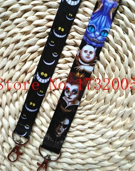 

New 50 Pcs Cartoon Alice in Wonderland Cat Cello Phone key chain Neck Strap Keys Lanyards Free Shipping G-101