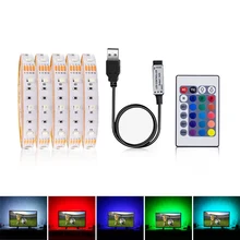 Светодиодный SMD3528 60 Светодиодный s/m 5 V Цвет изменение гибкий канат полосы 0,5 м-5 м для ПК/ТВ Подсветка с ИК-пультом дистанционного управления USB кабель комплект