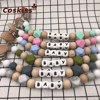 

DIY Silicone Baby Pacifier Clip Personalised Name Colorful Pacifier Chain for Baby Teething Soother Chew Toy Dummy Clips