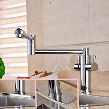 Полированный хромированный длинный наконечник кухонного крана смеситель для раковины Однорычажный горячий и холодный