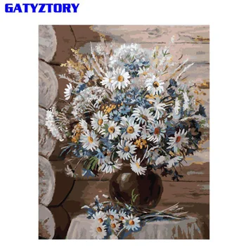 

GATYZTORY Frameless Daisy DIY Painting By Number Flowers Modern Wall Painting Unique Gift Wall Art Picture Hand Painted For Home