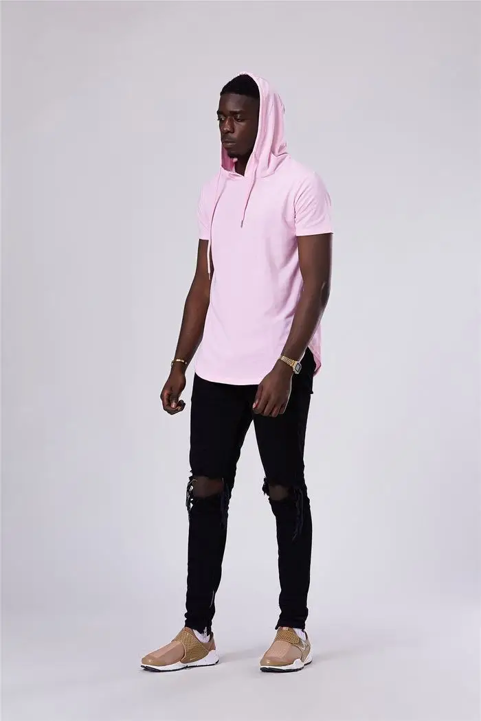 Moomphya Mens Hooded T Shirt Hipster Hip Hop T Shirt Men Longline Zipper T Shirts Short Sleeve Tees Men Hooded hoodies 