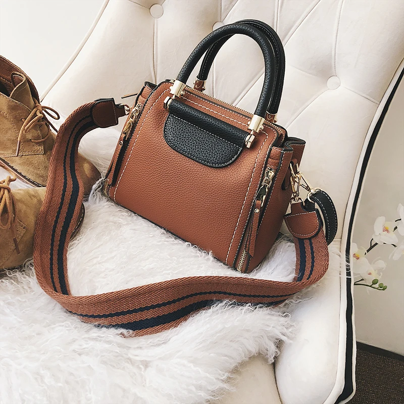 Janespri High Capacity Soft PU Leather Female Handbags Fashion Panelled Women Shoulder Bag Daily Women Casual Tote Messenger Bag (28)