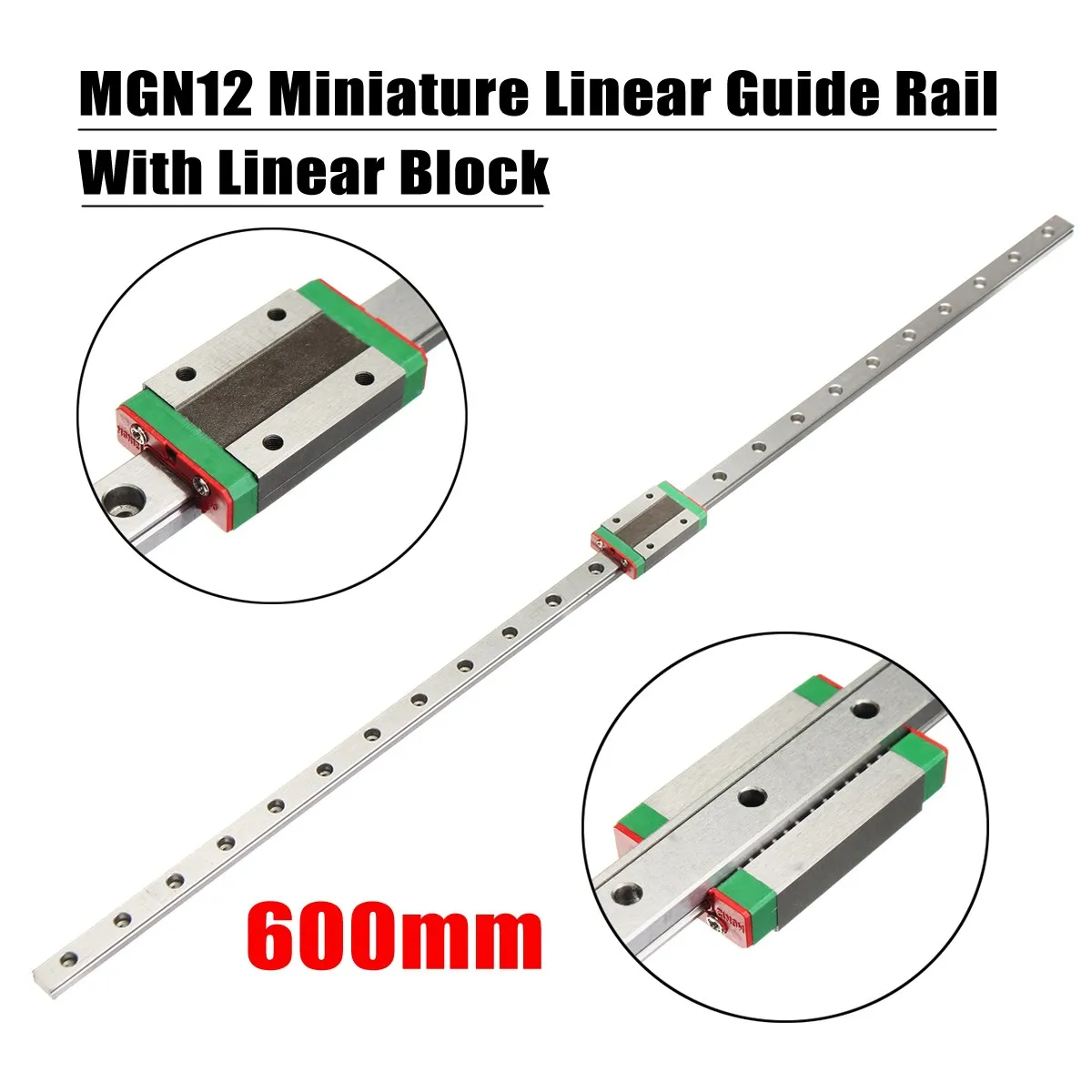 

New High Quality 3D Printer Axis Parts Linear Rail Guide Slide MGN12 12mm 600mm + Mini MGN12H Linear Block Black