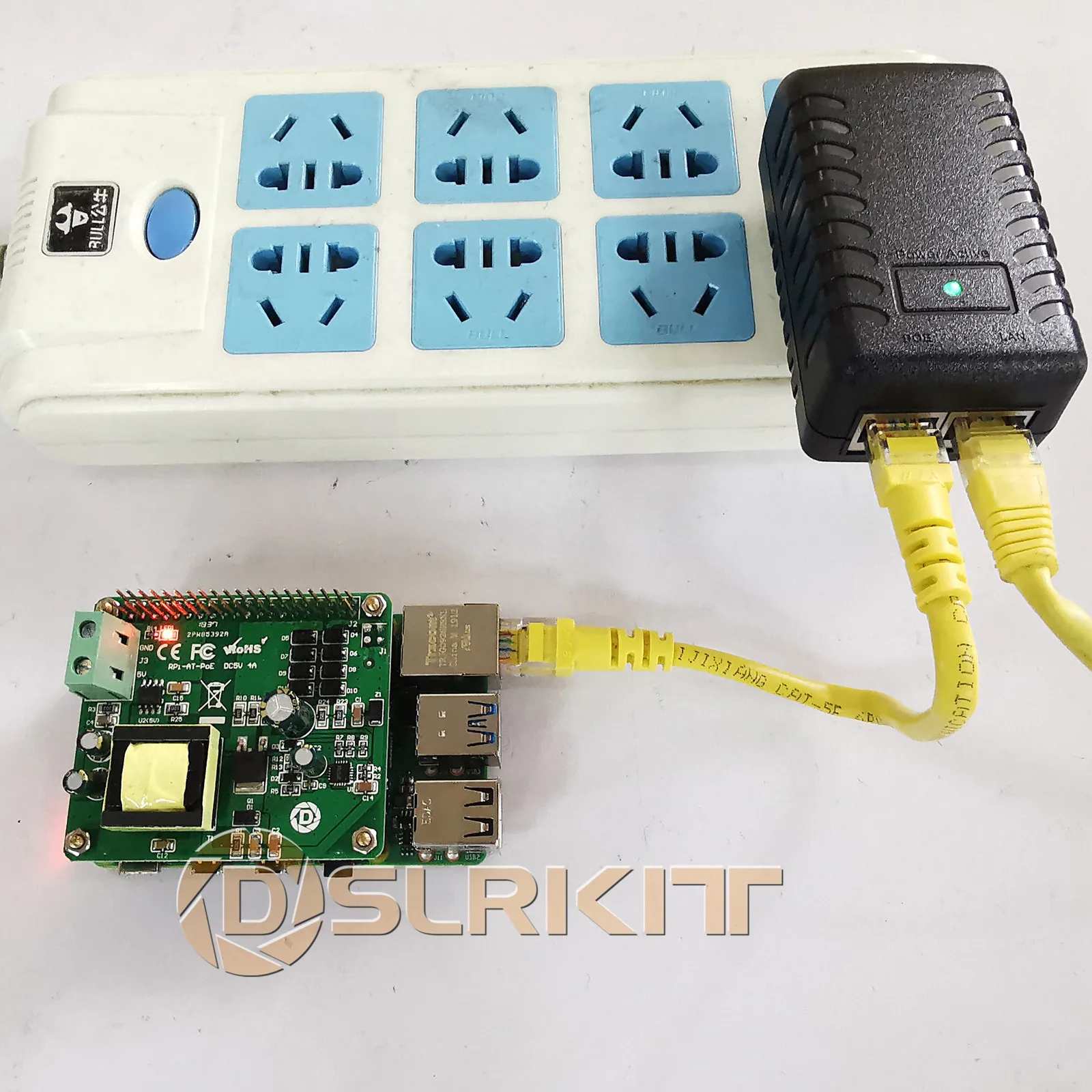 DSLRKIT Gigabit Raspberry Pi 4 4B 3B+ 3B Plus PoE Kit(20 Вт шляпа+ инжектор) Питание по Ethernet IEEE802.3at DC 5 В 4A PoE