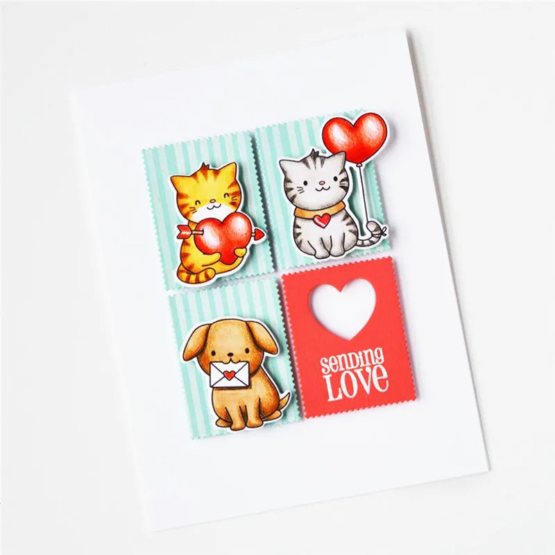 

GJCraftsDie Cutting Cute Cat Dog Animal Metal with Clear Stamp DIY Decorative Embossing Scrapbooking Craft Card Stencil Template