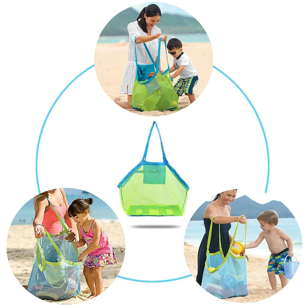 

Beach bag portable foldable children's toy mesh storage tote outdoor beach swimming bags