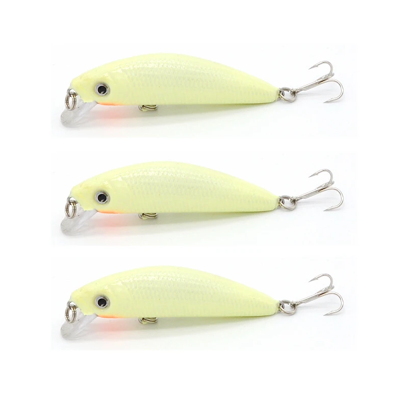 

3Pcs/lot 7cm 8g 3D Luminous Night Fishing Minnow Lure Isca Artificial Hard Fishing Bait Minnow Fishing Lures Tackle With 2 Hook