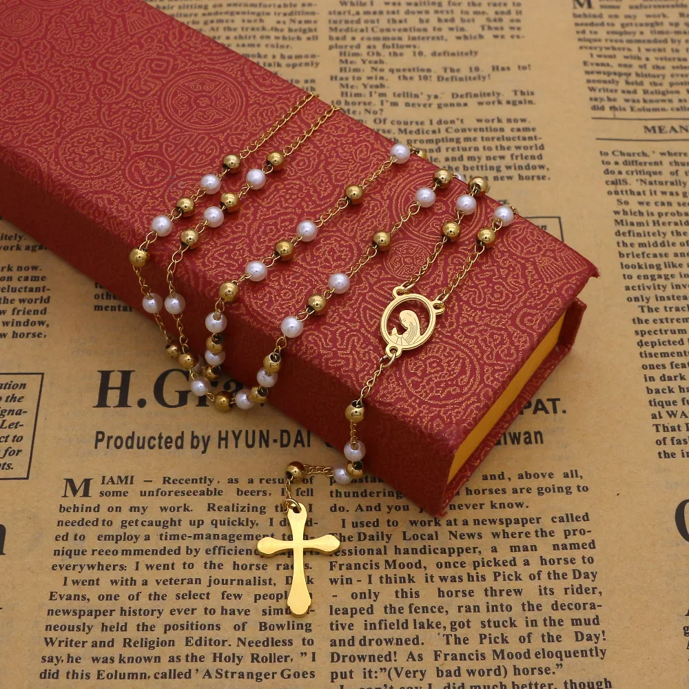 Женские золотистые бусины JSBAO из нержавеющей стали 4 мм с имитацией жемчуга