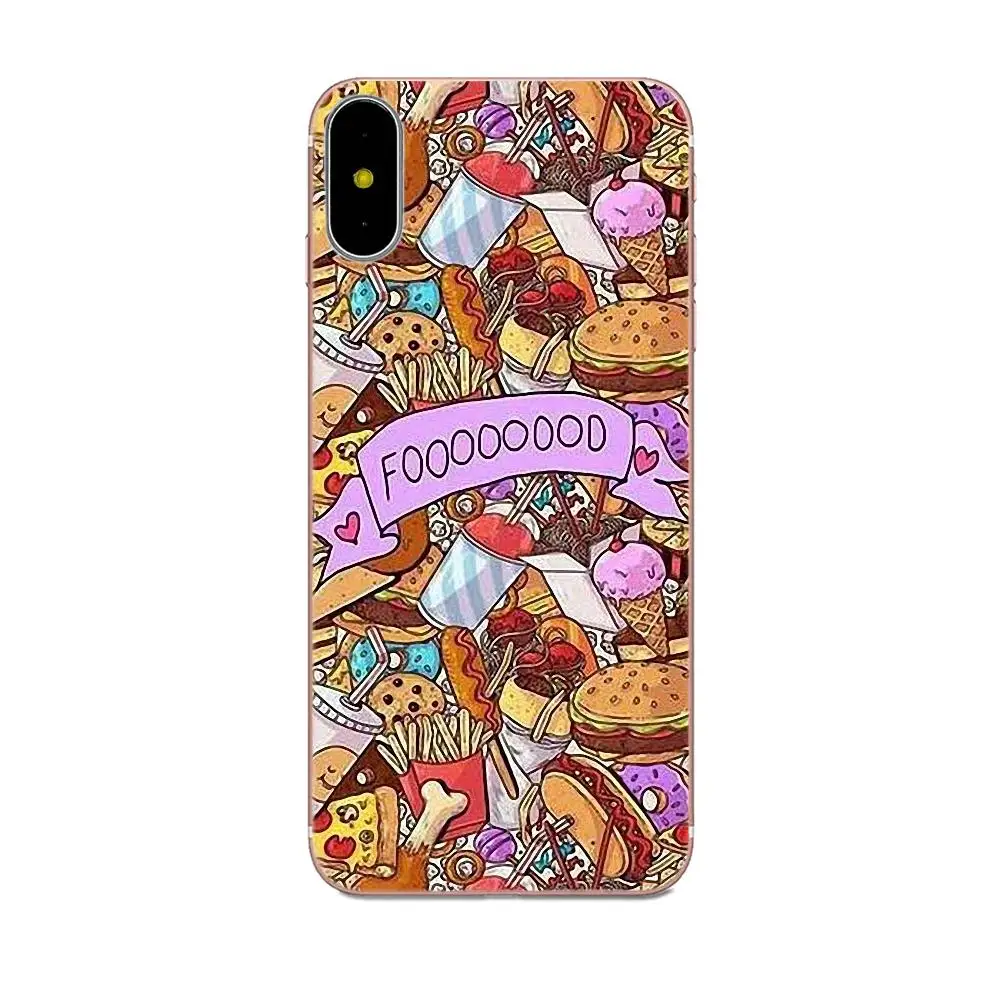 Чипы пицца еда гамбургеры для Apple iPhone 4 4S 5 5C 5S SE 6 6S 7 8 Plus X XS Max XR Мягкий ТПУ узор
