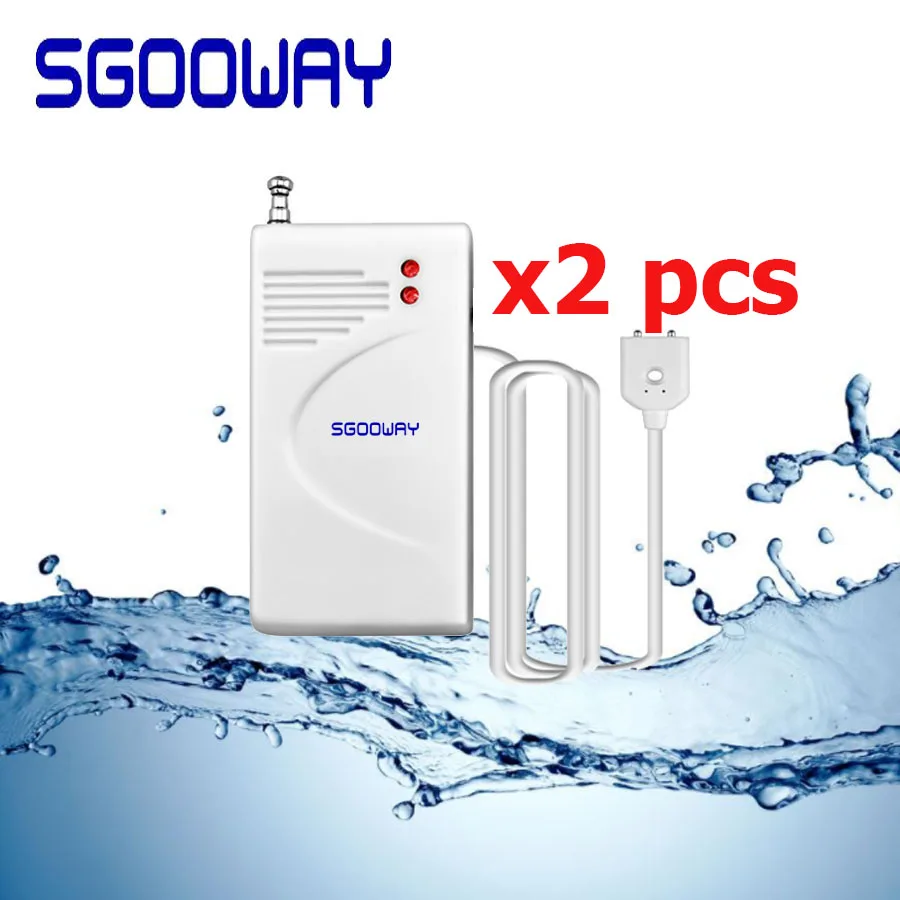 

Sgooway 2pcs/lot 433MHz Wireless Water leak detector sensor water Leakage detector Sensor for wireless gsm PSTN WIFI Alarm