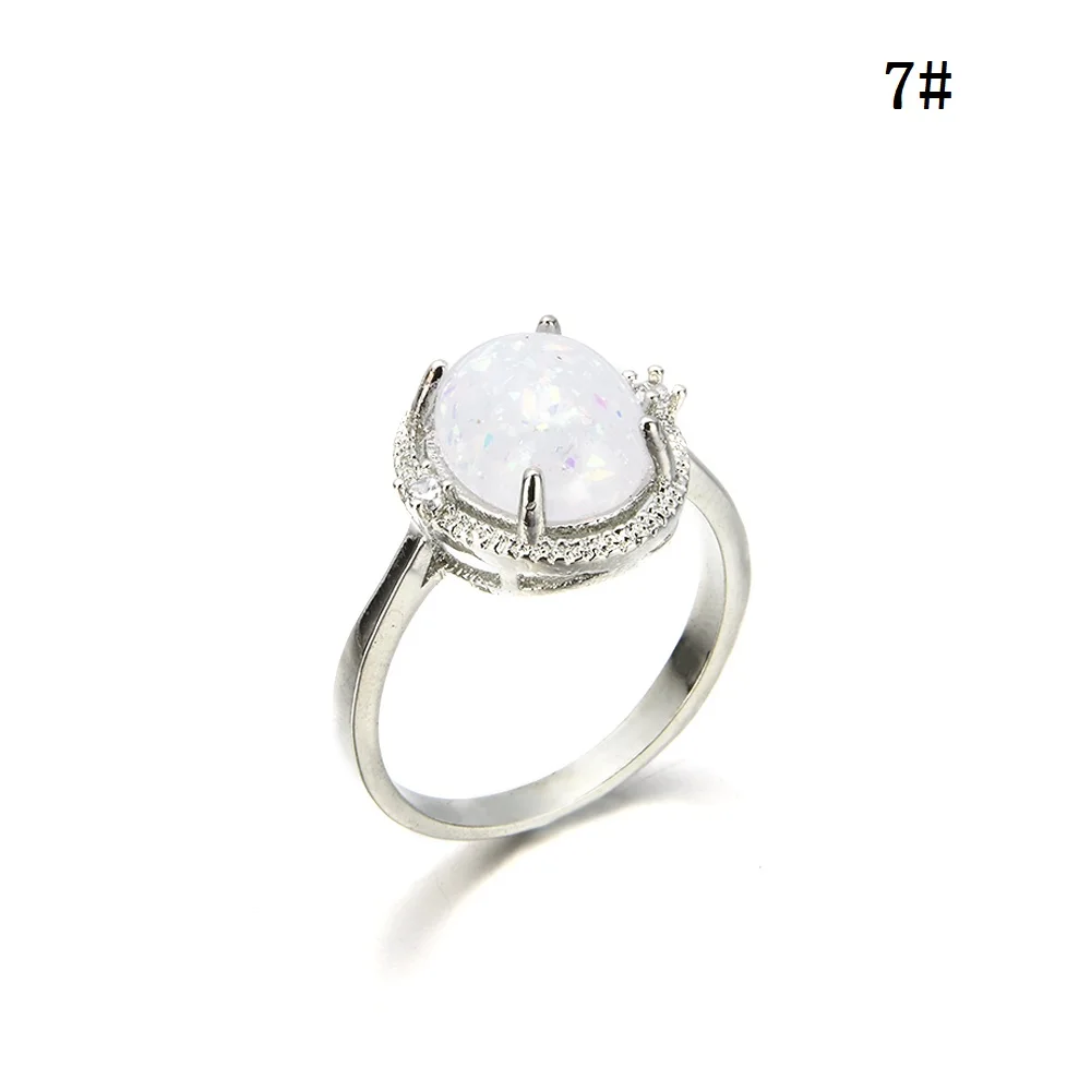2018 New Style Women Girl Silver White Fire Opal Wedding Proposal Ring Gift Party Rings Jewelry Size 6-10
