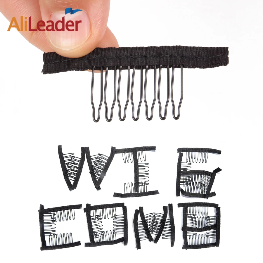 10Pcs/Lot 7 Teeth Wig Comb For Wig Caps Clips For Weave Stainless Steel Black Hair Combs For Wigs Alileader Best Supplier Made 10Pcs/Lot 7 Teeth Wig Comb For Wig Caps Clips For Weave Stainless Steel Black Hair Combs For Wigs Alileader Best Supplier Made