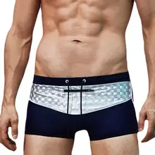 KLV Плюс Размер Мужские дышащие плавки сшивание Печать Светоотражающие брюки одежда для плавания Шорты тонкая одежда трусы однотонные пляжные# A25