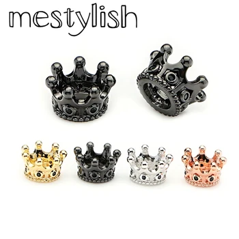 

Mestylish 10pcs/Lot 6mm Micro Pave Black Cubic Zirconia Crown Charms Spacer Beads Fit DIY Bracelet Necklace Jewelry Accessories