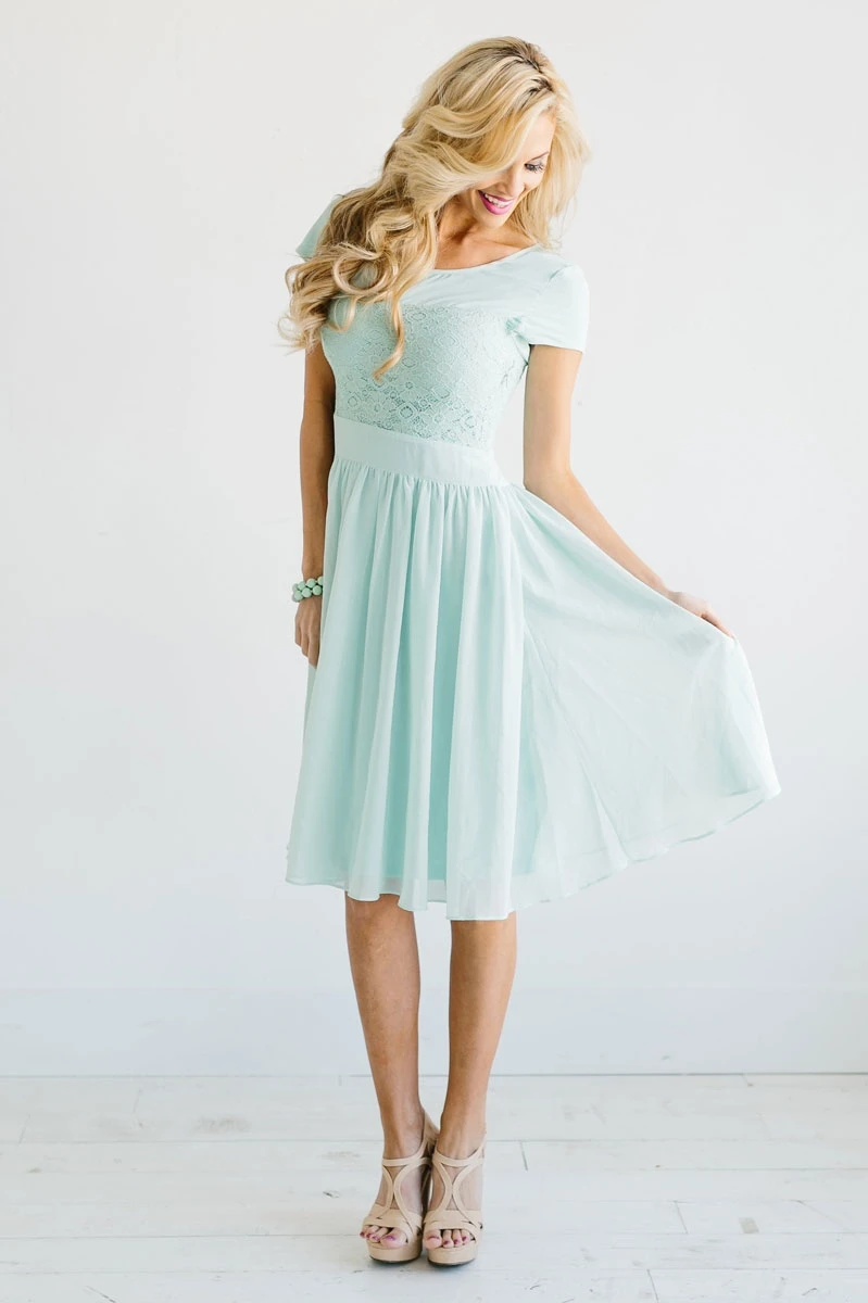 modest mint dress