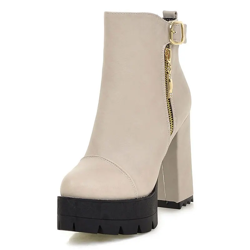 

Ladies High Heel Ankle Boots Women Short Boots Warm Winter Boot Square High Heels Sweet Heels Footwear Shoes Size 33-47 XD677