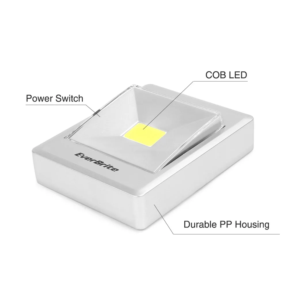 EverBrite ночные огни COB беспроводные аварийные огни магнитные, новинка квадратная спальня лампа для шкаф для малыша кемпинг(2-pack