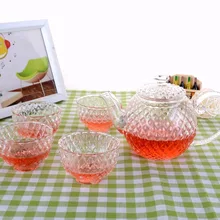 5 в 1 японский стиль Хрустальный чайный набор-320 мл термостойкий стеклянный чайник+ 4x чашка