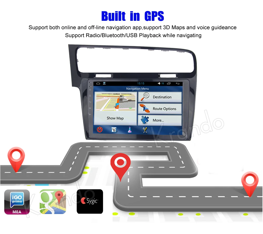 Clearance Krando 7" Android 7.1 car audio radio for vw Golf 7 gps dvd player navigation multimedia entertainment system WIFI 3G DAB+ 2