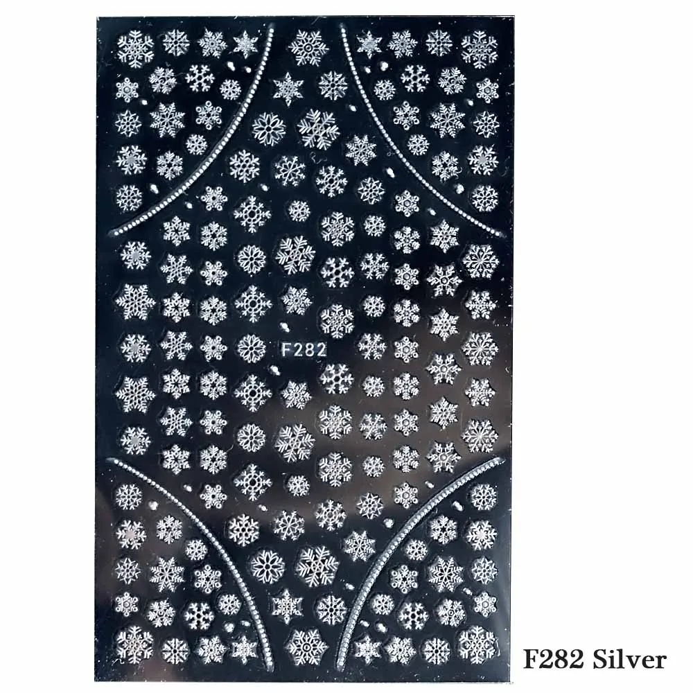 1 шт рождественские наклейки для ногтей снежные хлопья рождественские обертывания Снеговик зимние украшения для ногтей инструменты для маникюра ползунки BEF281-284 - Цвет: F282 Silver