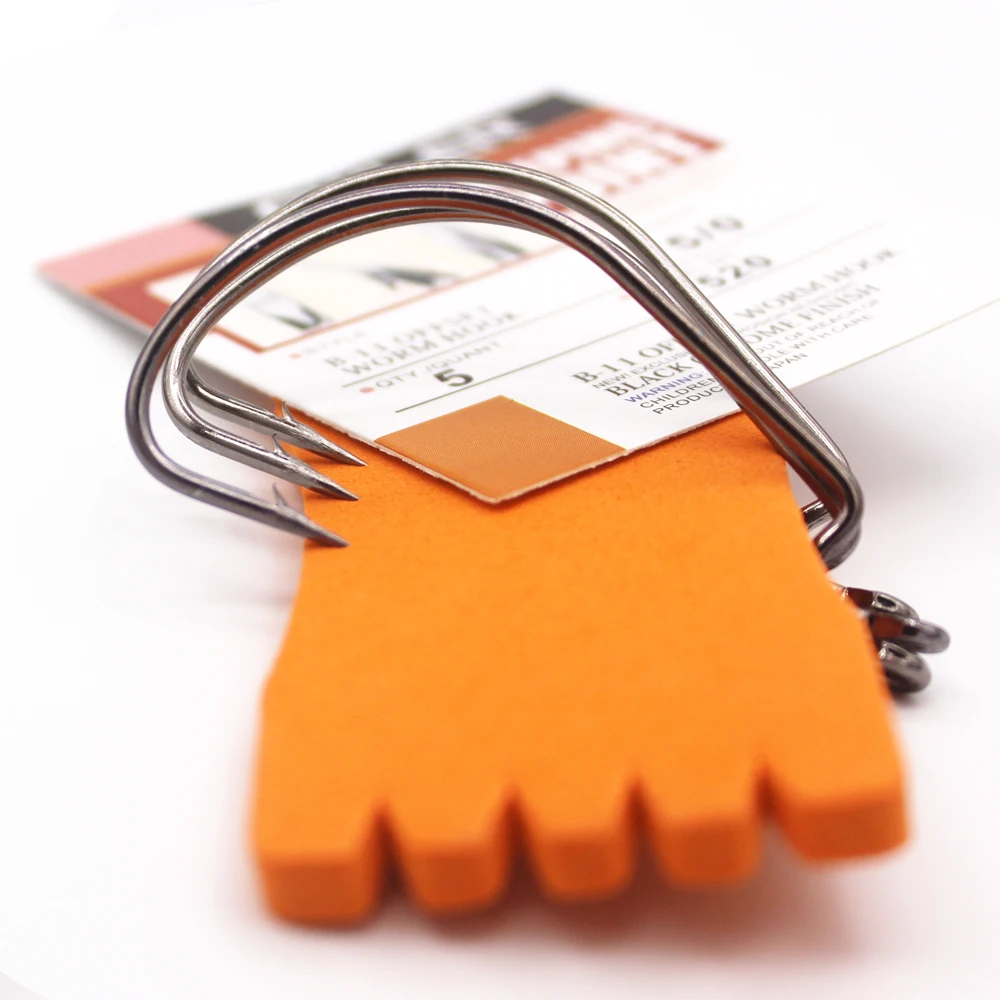 1 pack 5/0#-6# B-11 Offset Worm Hook Fishing Hook 9 Sizes Crank Worm Sharp Hook Fishhook Strength hook owner