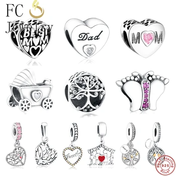 

925 Sterling Silver Family Tree Charm Pendant Fit Original Charm Bracelet Berloque 925 Silver Dangle Charm DIY Jewelry