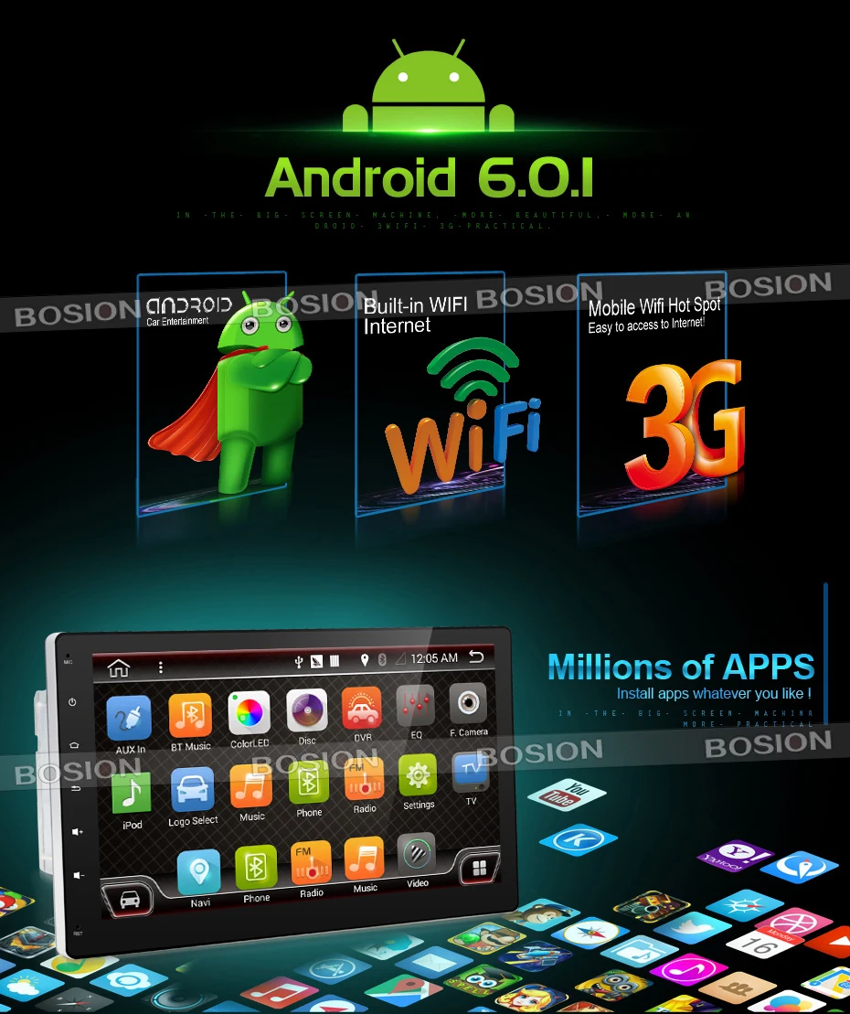 Excellent 2 Din Android 7.1 1024*600 Quad Core 10.1 inch Radio 2DIN Car GPS DVD Player Bluetooth Stereo GPS Navi RDS USB WIFI Multimedia 4