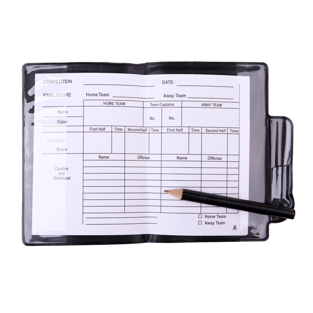 PVC 12x8cm Football Referees Wallet Notebook With Red Yellow Card Pencil & Score Sheet Soccer Score Set