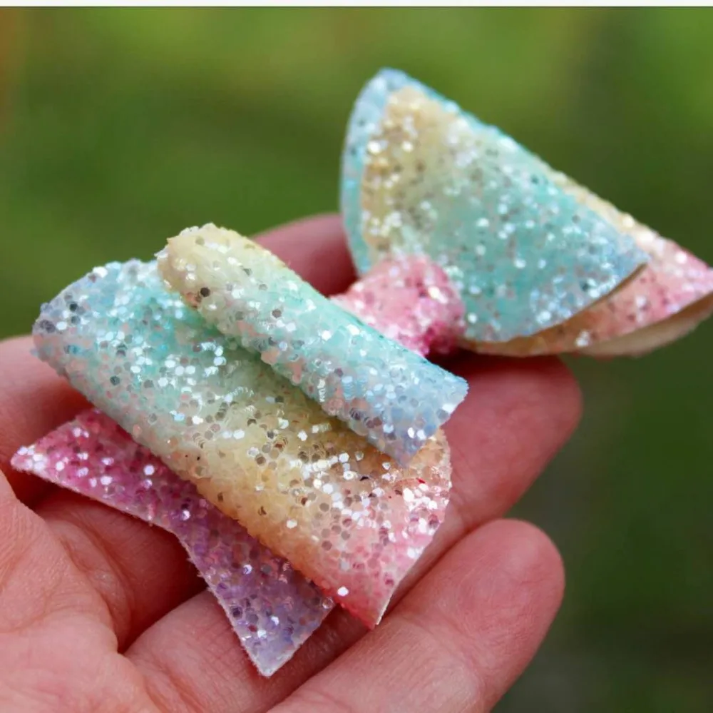 

Thumbelina 3.5inch Rainbow Princess Hairgrips Glitter Hair Bows with Clip Dance Party Bow Hair Clip Girls Hair Accessories