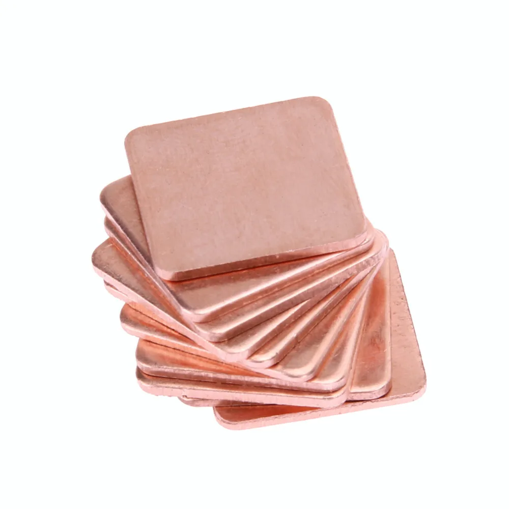 

20pcs/lot 15x15mm DIY Copper Heatsink Thermal Pad Heat Sink Sheet 0.3mm to 1.5mm Thickness For Laptop GPU CPU Chip RAM Cooler