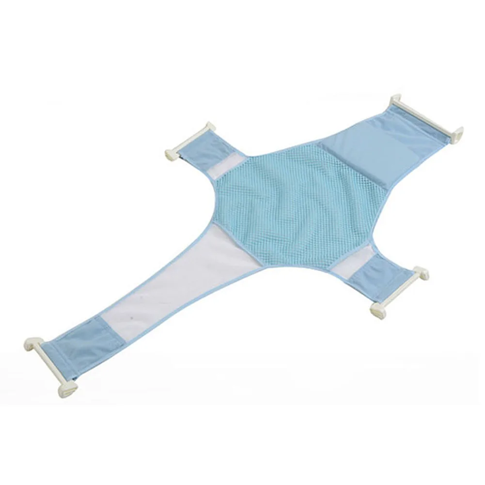 Регулируемый слинг для ванной для новорожденных, сетчатая сетка, детские толстые противоскользящие крестообразные аксессуары для ванной - Цвет: Blue