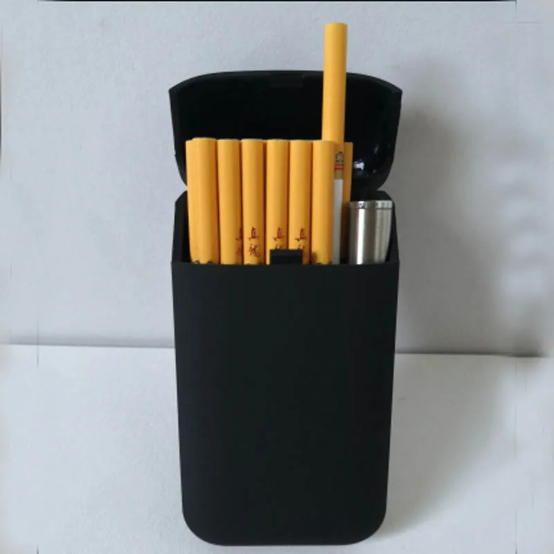 Чехол для прикуривателя USB для 20 сигарет длиной 100 мм и диаметром 5 мм - Цвет: black