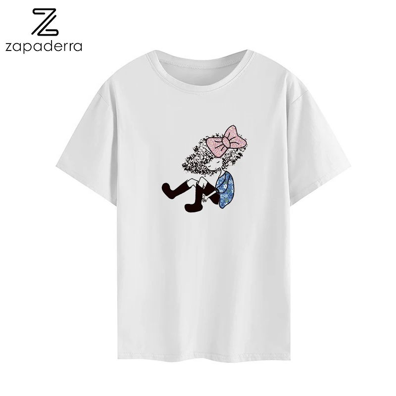 

Tshirt Women Funny Cartoon Print Little Girl Clothes 2019 Tops Shorts White Cotton T shirt Femme Plus Size Kawaii T-shirt