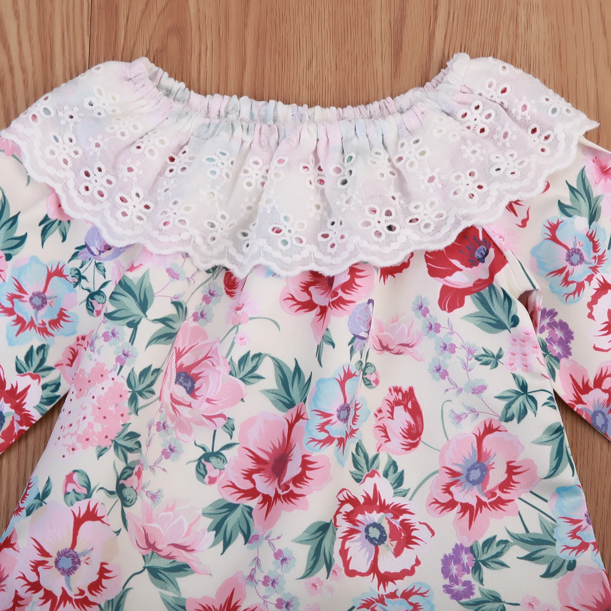 Цветок новорожденных Топ для маленьких девочек Кружево цветочный рубашка с длинными рукавами Блузка наряды Рождественский подарок для вечеринки