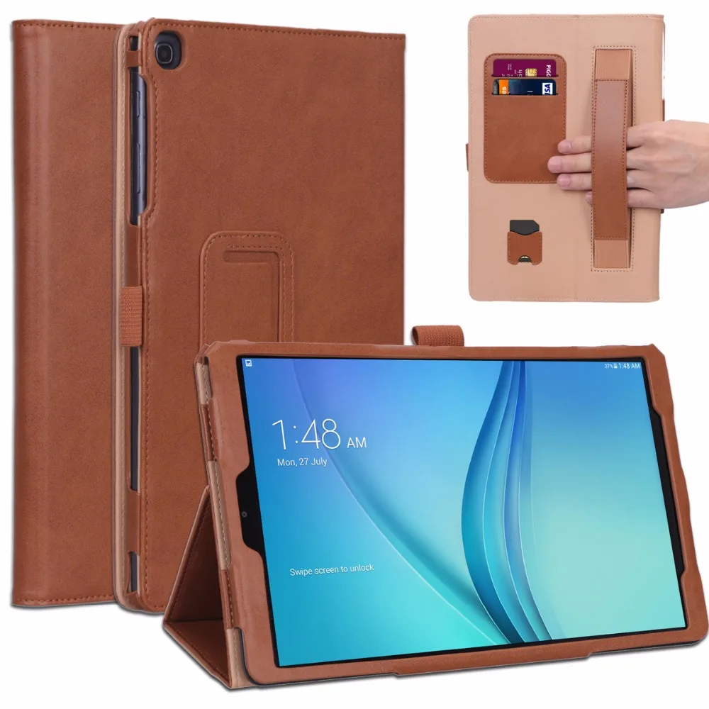 

For Samsung Galaxy Tab A 10.1 T510 T515 SM-T510 SM-T515 2019 Tablet PU Flip Stand Cover Funda with Hand Holder Card Solt + Pen