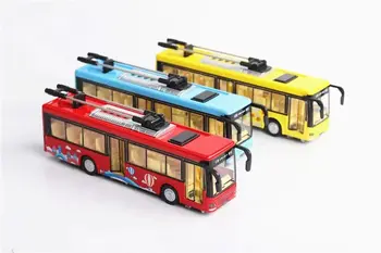 

20.5*6.5*4.4cm 1:32 model bus high bus flash toy Alloy Model Car Sound Light Pull Back Toy Car For baby toy cars gifts