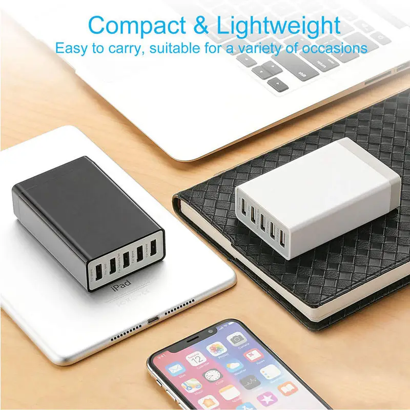 5-Порты и разъёмы USB Зарядное устройство мульти-портовой коннектор, 40 Вт, 8A настольная зарядка через usb станция для нескольких устройств, Портативный 5 Порты и разъёмы USB Зарядное устройство для р