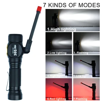 

360light LED lamp bulbs torch Flashlight electric USB Rechargeable Hard Light Car Repair emergency light Camping outdoor work