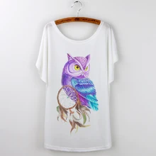 Owl Animal Print Harajuku 2018 Summer Top Loose Tshirt Women T shirt Lady Tops Short Sleeve