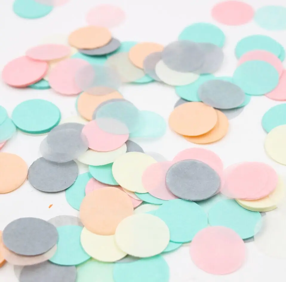 

Mint, Peach and Gray Circles - Pink and mint, wedding confetti, toss confetti