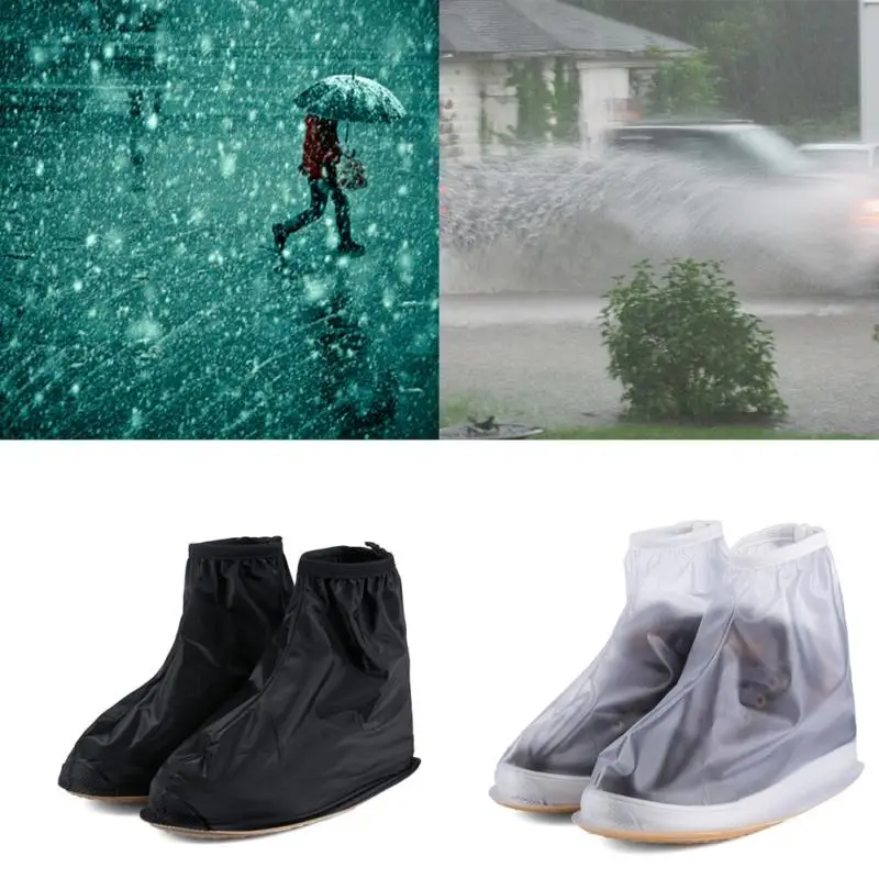 

New Rain Waterproof Flat Ankle Shoe Boots Cover Men Women Thicker Non-slip Platform Rain Heels