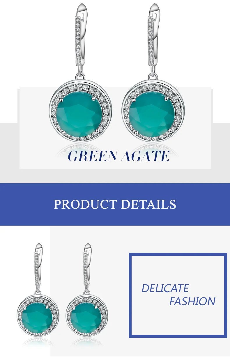 Gem's Ballet, натуральный зеленый агат, 925 Настоящее серебро, круглые кольца с драгоценными камнями, хорошее ювелирное изделие, аксессуары для женщин, мода