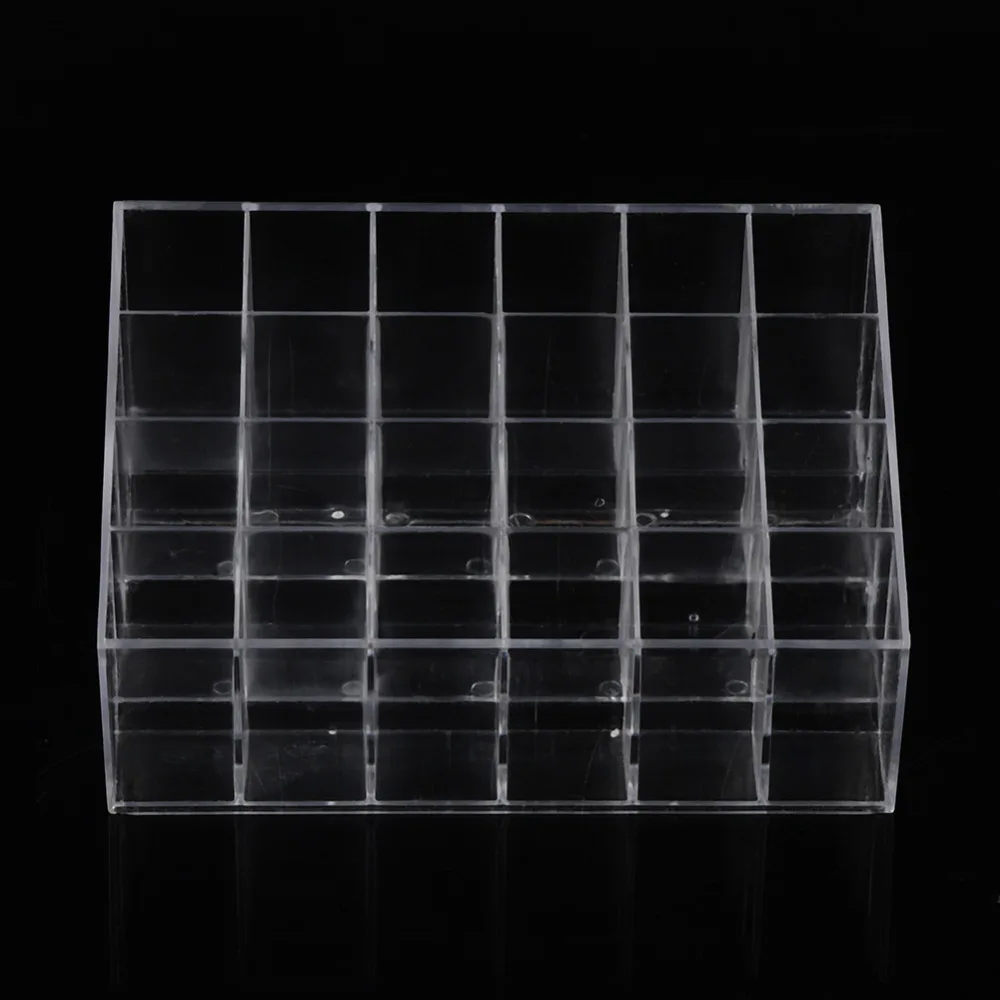  24Grid Transparent Lipstick Clear Acrylic Display Stand Cosmetic Storage Box Makeup Organizer Jewel